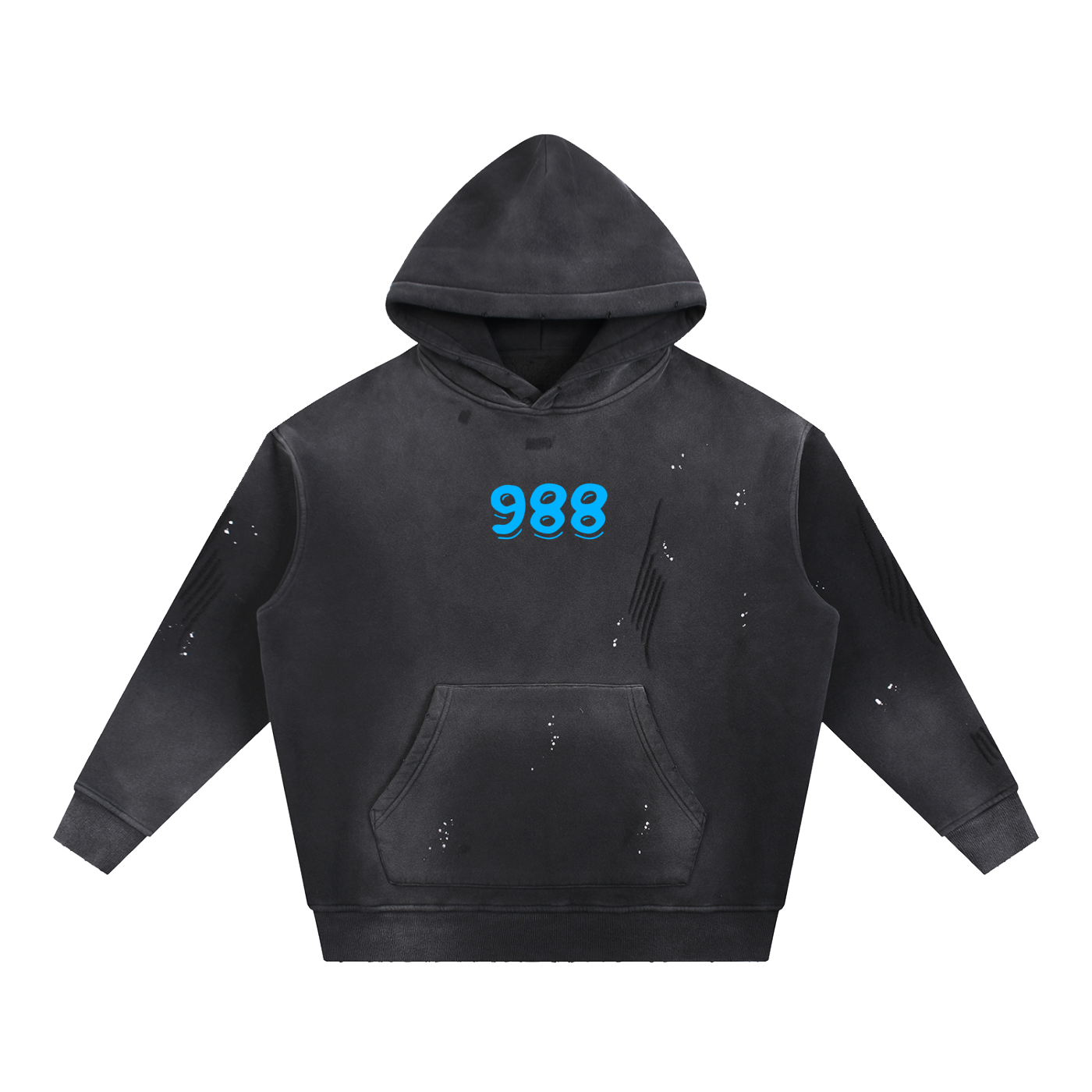 988 - Vintage Washed Frayed Fleece Hoodie