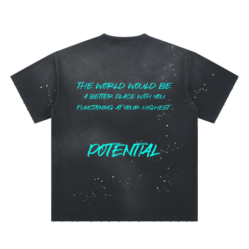 Hand-Frayed Sunfade POTENTIAL Splatter T-Shirt